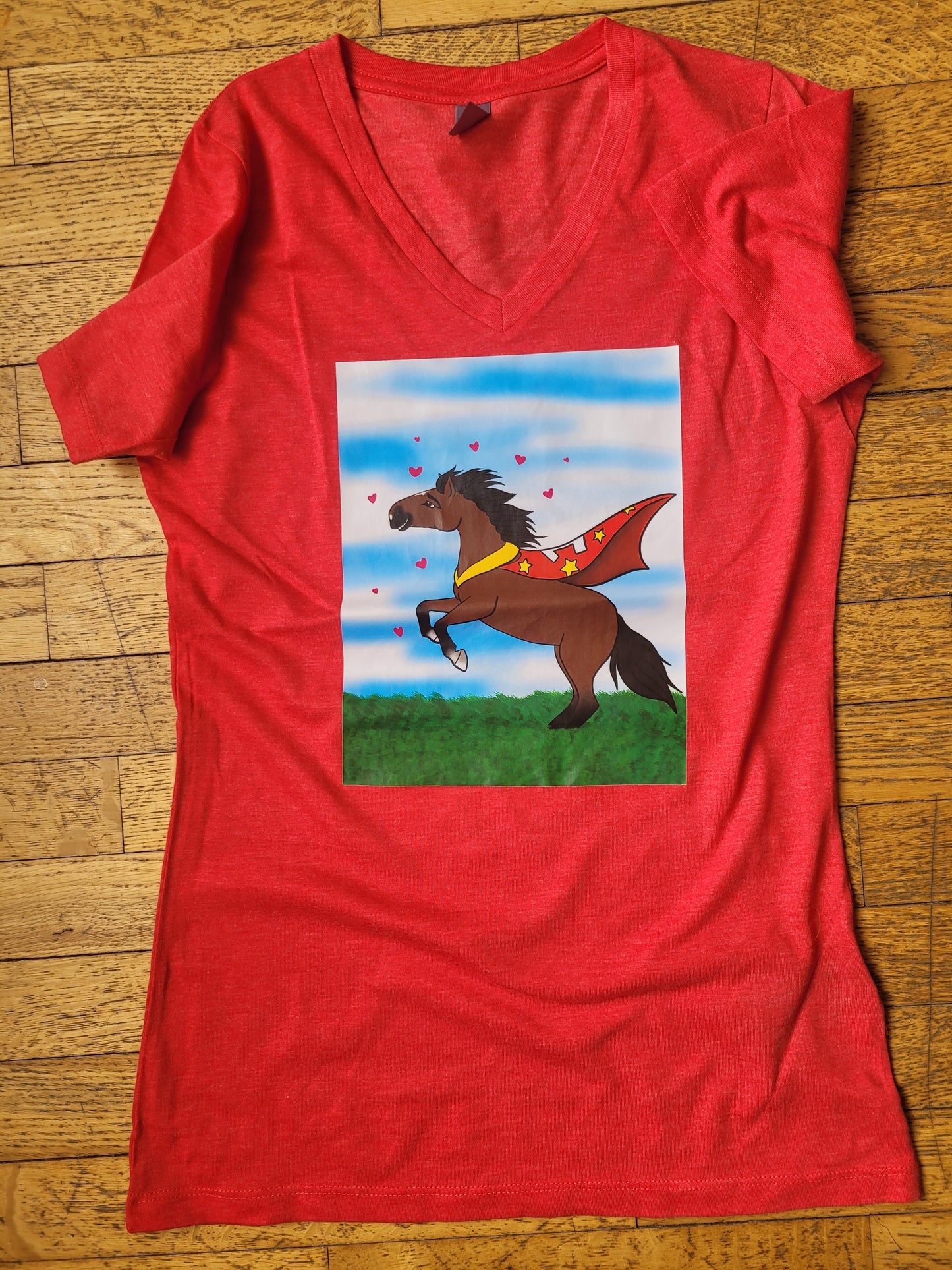 Ladies V Neck TShirt Henry in the Hero's Cape