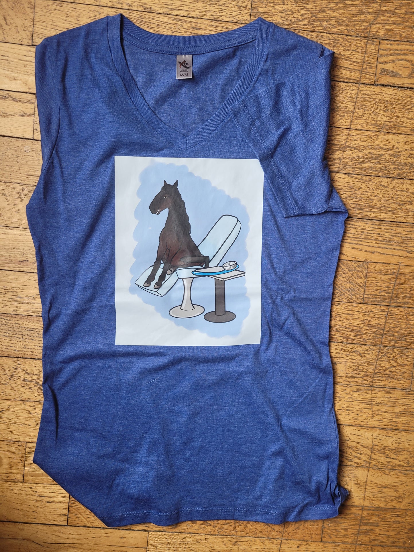 Ladies V Neck TShirt Tango in the Dentist's Chair